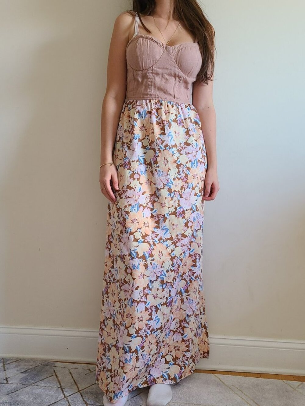 Band of the Free Corset Boho Maxi Dress Sz S Festival Indie Folk Floral Romantic